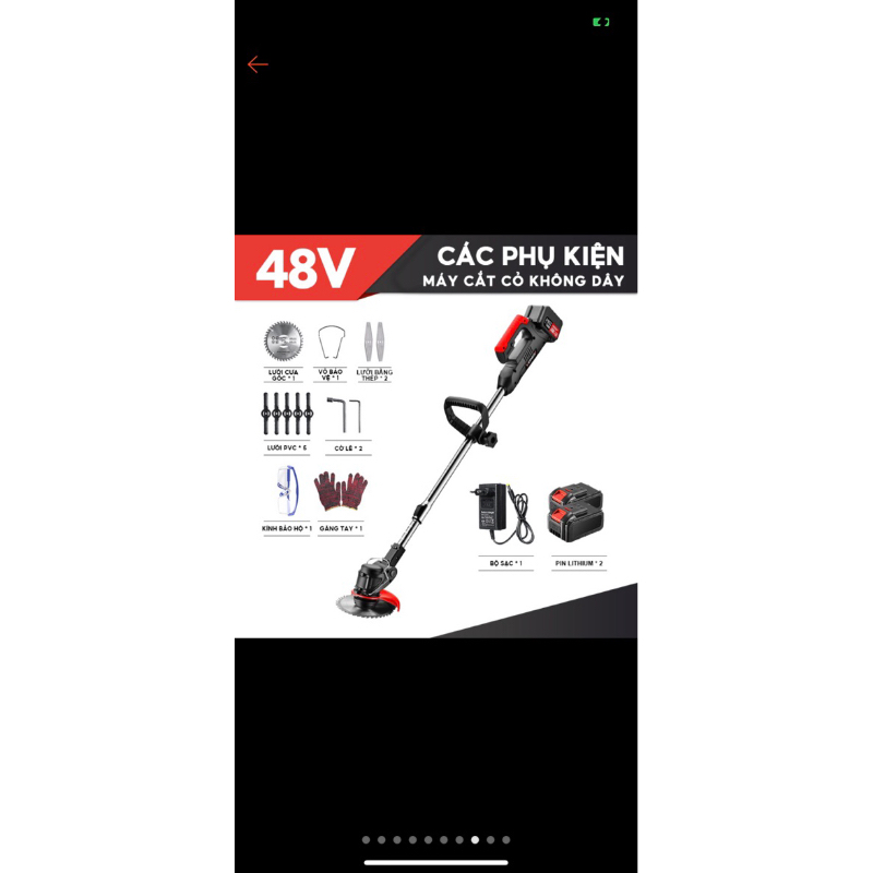 pin 48v máy cắt cỏ cũ kèm sạc(+2 pin )hiệu battery lh cal zalo