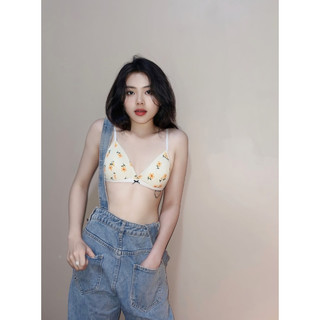 Áo bralette Adela không gọng mút mỏng tone màu vàng - Hàng handmade - Mimi House
