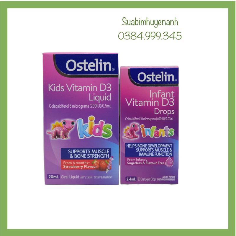 Vitamin D3 [ÚC] Ostelin kid liquid 20ml và Ostelin Infant Drop 2,4ml bổ
