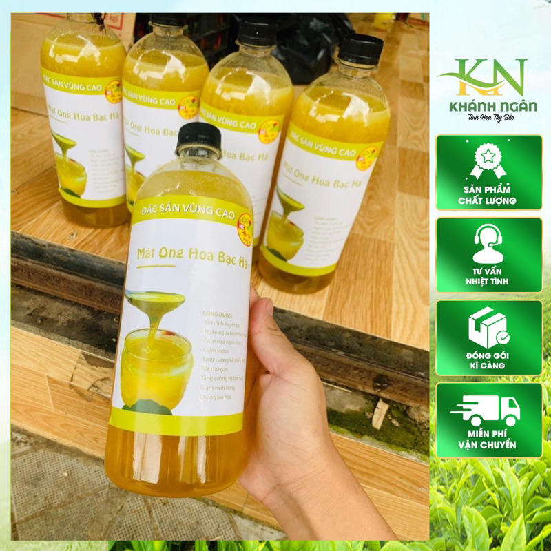 Mật ong bạc hà Hà Giang nguyên chất, mật ong hoa bạc hà dung tích 500ml, 1000ml
