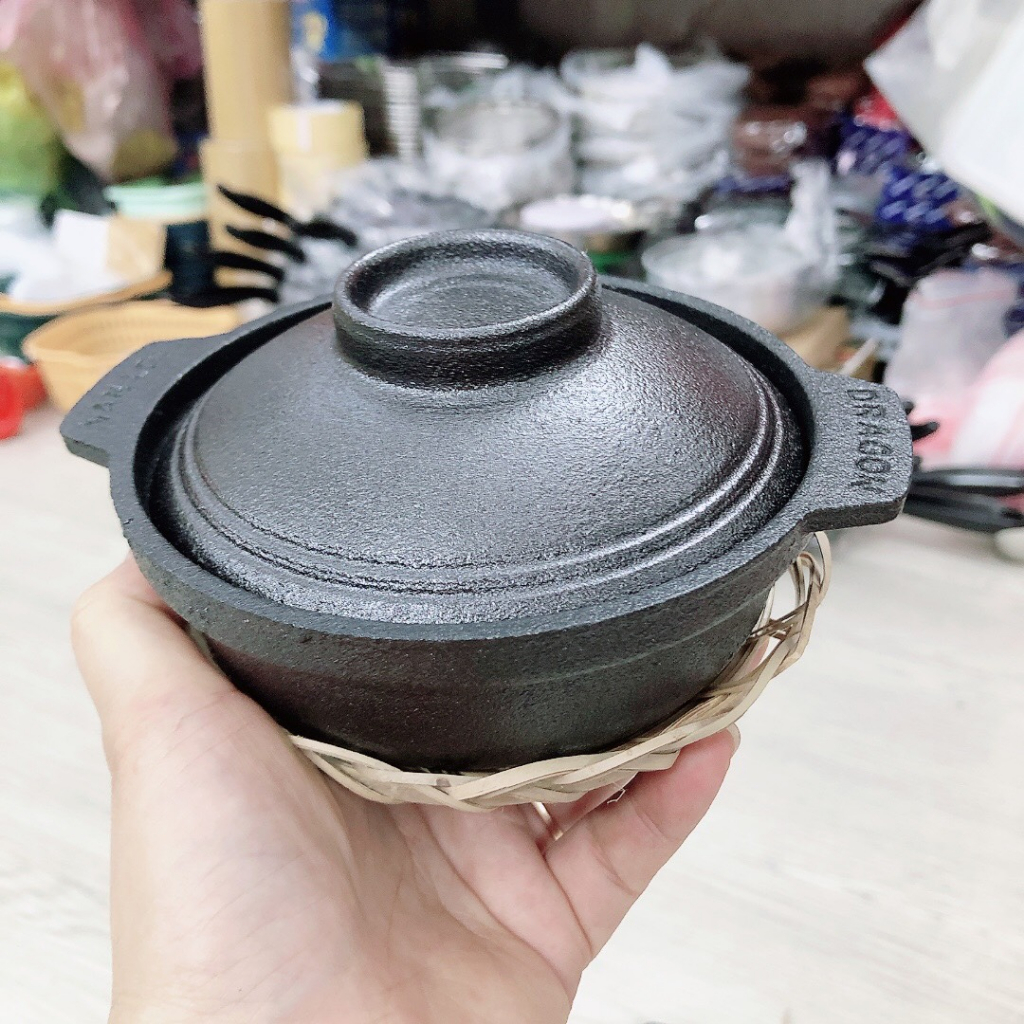 Thố,nồi gang nắp gang chống dính kho quẹt,nấu cơm nêu, kho cá, tiện lợi đẹp mắt nồi 12cm