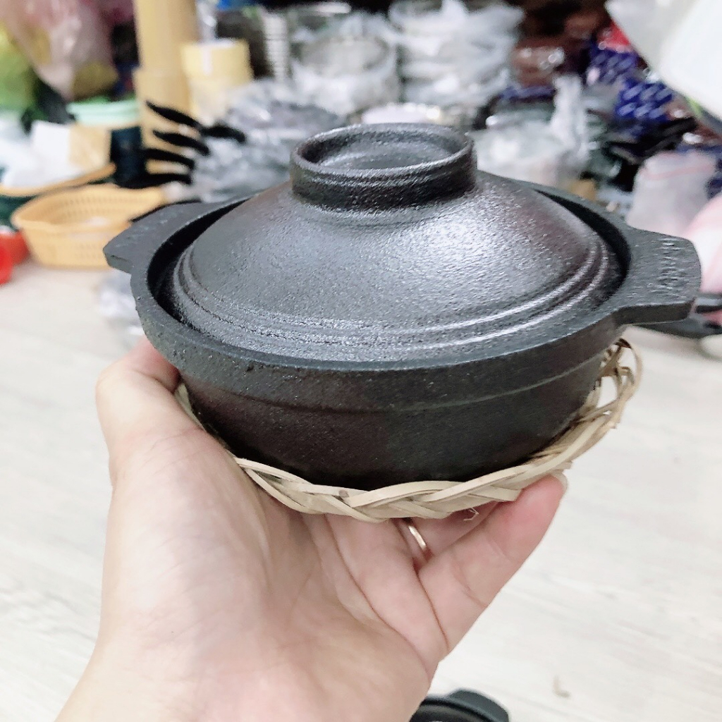 Thố,nồi gang nắp gang chống dính kho quẹt,nấu cơm nêu, kho cá, tiện lợi đẹp mắt nồi 12cm