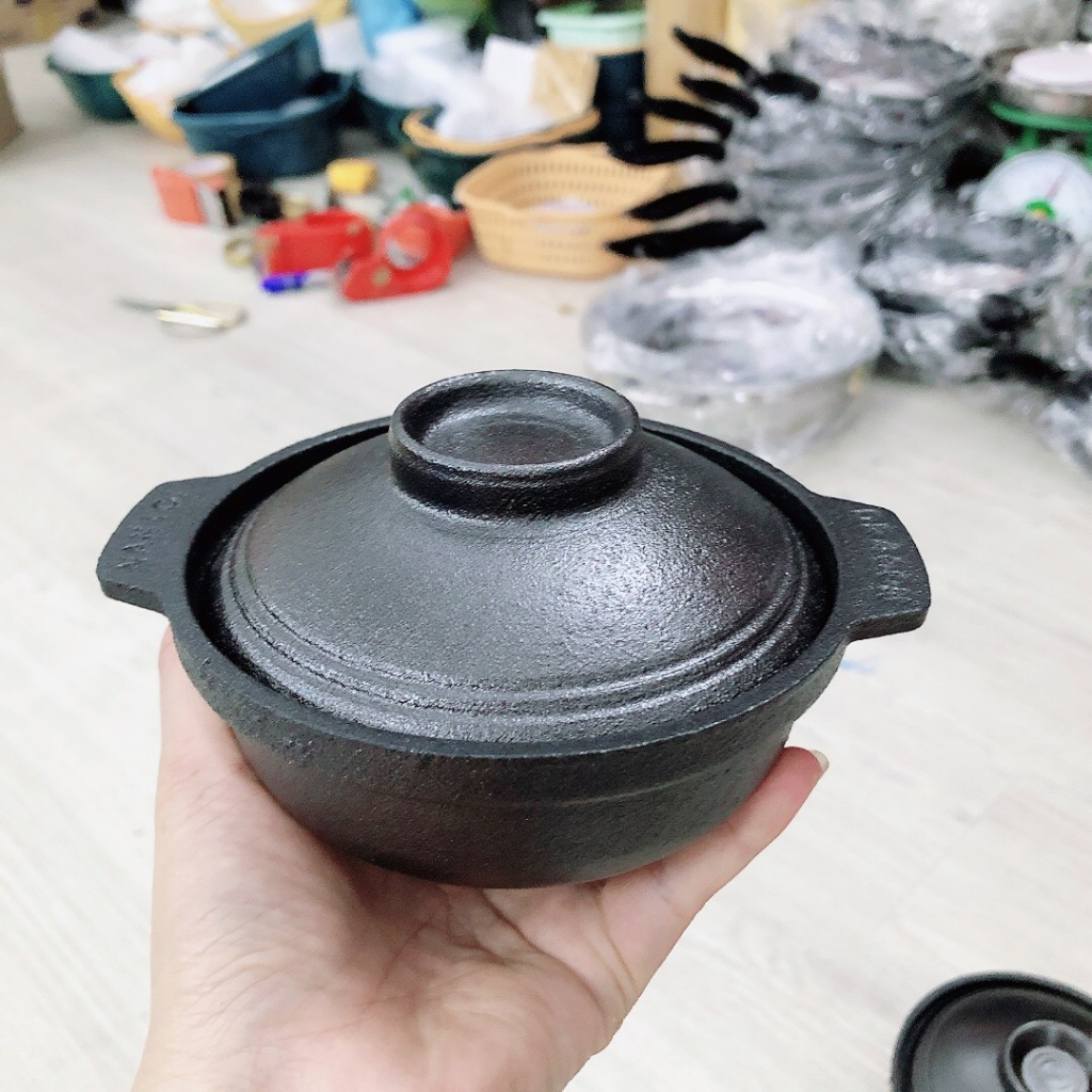 Thố,nồi gang nắp gang chống dính kho quẹt,nấu cơm nêu, kho cá, tiện lợi đẹp mắt nồi 12cm