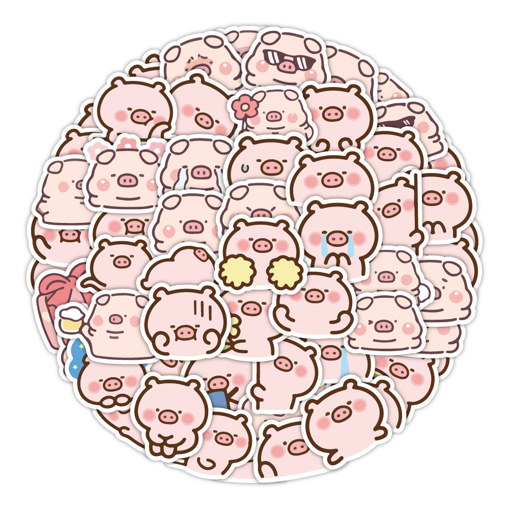 Sticker LỢN HỒNG hoạt hình cute trang trí mũ bảo hiểm,guitar,ukulele ...
