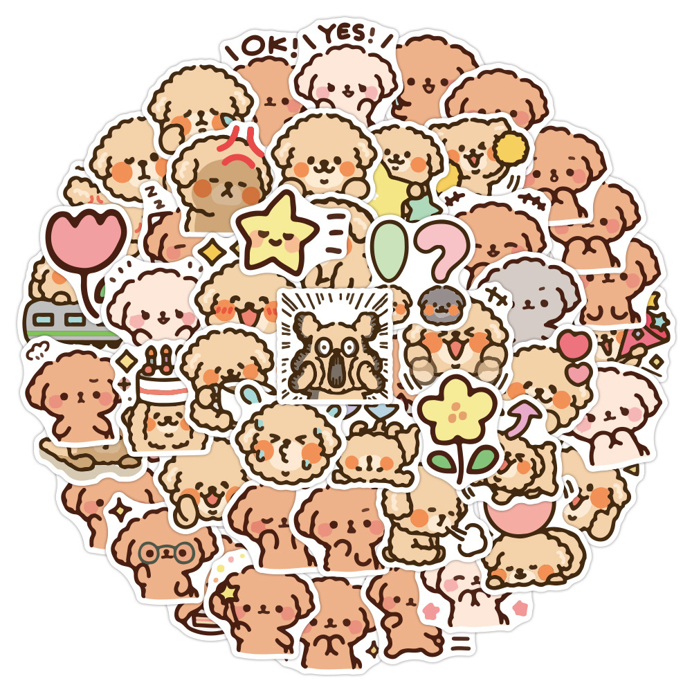 Sticker CHÓ POODLE NÂU hoạt hình trang trí mũ bảo hiểm,guitar,ukulele ...