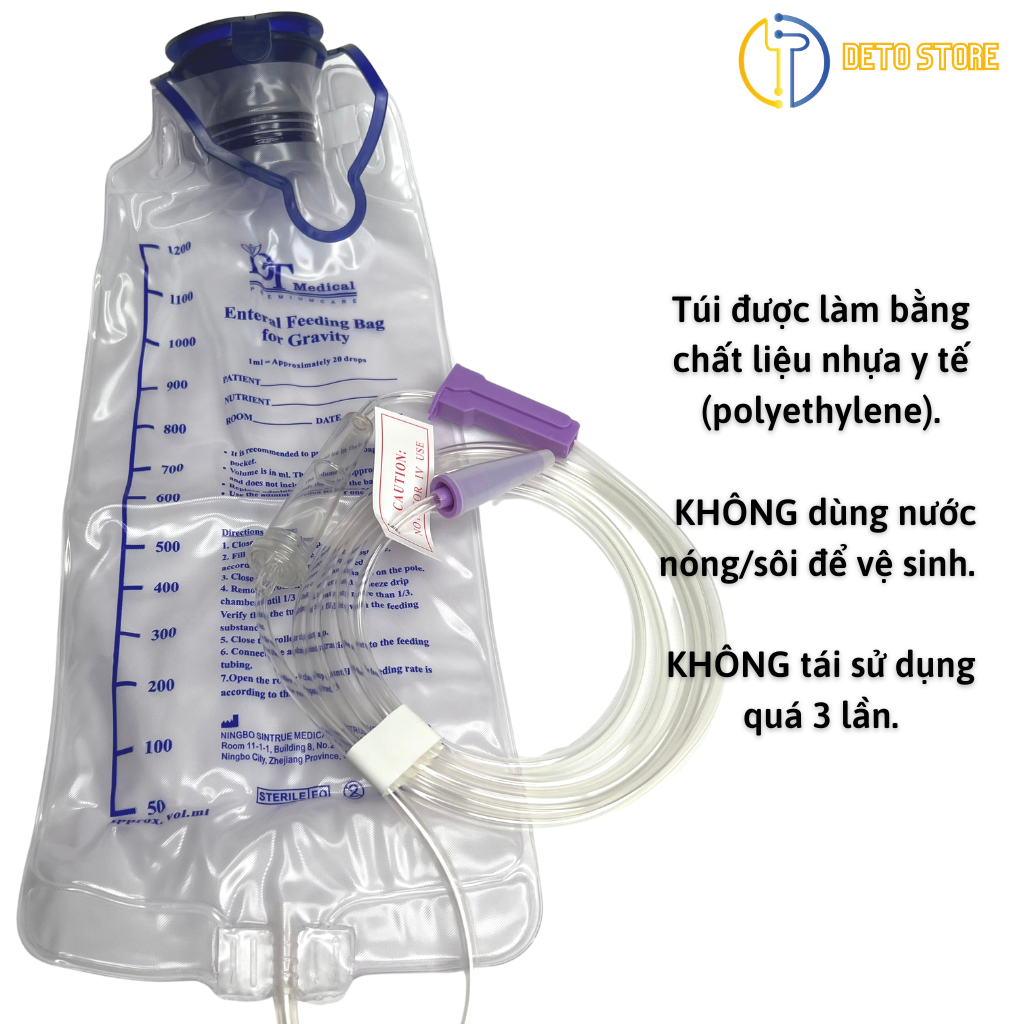 Túi truyền cà phê thải độc đại tràng cao cấp (1200ml) Gerson, túi truyền súc ruột- tặng kèm dây thụt