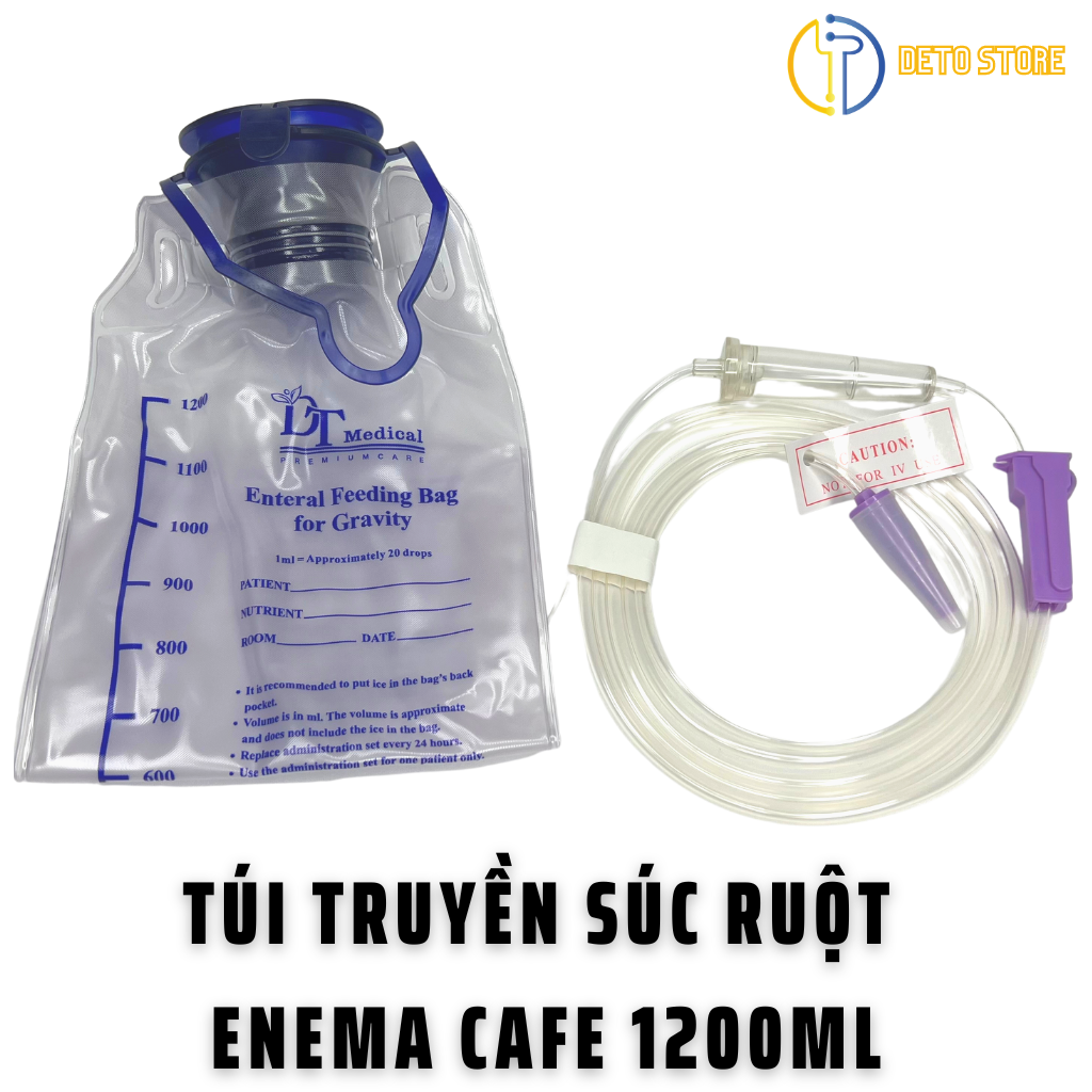 Túi truyền thụt tháo đại tràng cà phê Enema, Cafe Gerson, túi truyền súc ruột 1200ml (Túi cho ăn)