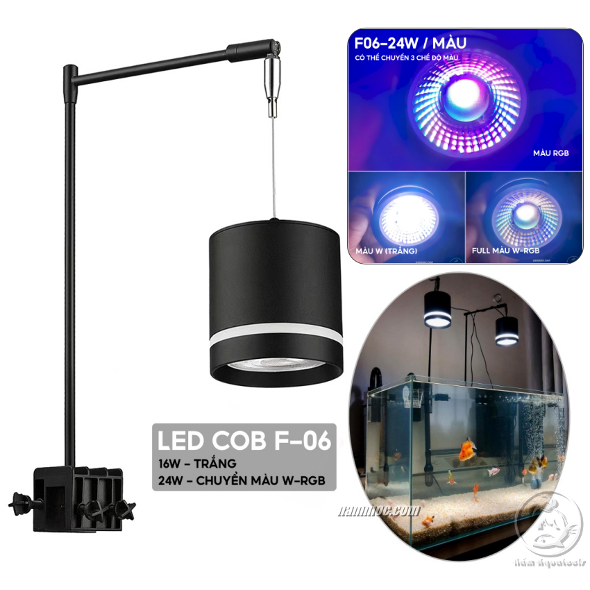 Đèn LED RỌI COB F06 Có Cáp Treo - Ánh Sáng Trắng / Màu RGB Cho Hồ Cá ...