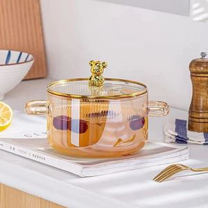 Nồi Thủy Tinh Nắp Gấu Cao Cấp Dung Tích 1,7L Siêu Chịu Nhiệt Sang Trọng