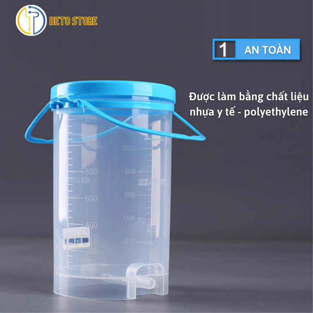 Bộ Bình truyền thải độc Ca truyền thải độc đại tràng Coffee Enema 1,2L có nắp đậy, Xô truyền Quốc Tế