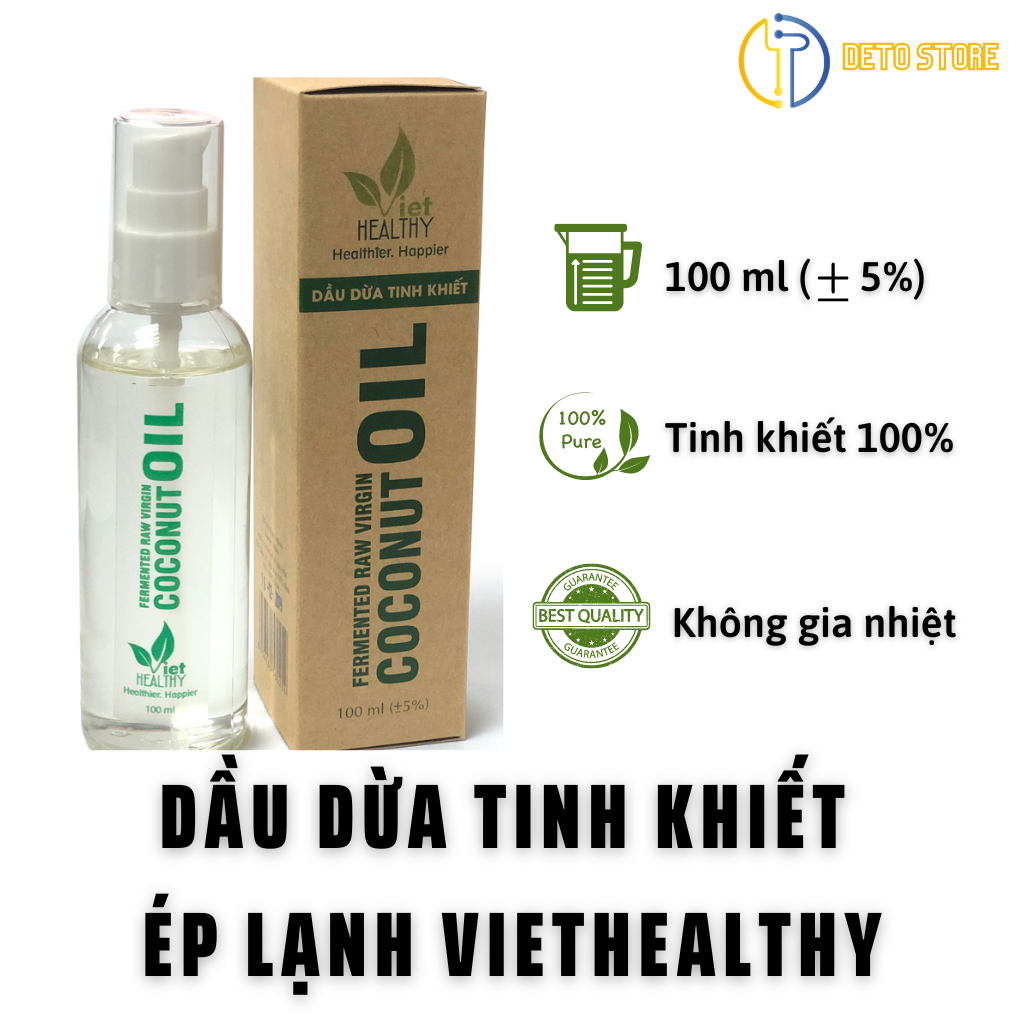Dầu Dừa Nguyên Chất Ép Lạnh Tinh Khiết Dưỡng Da, Dưỡng Tóc, Dưỡng Môi VIETHEALTHY 1L