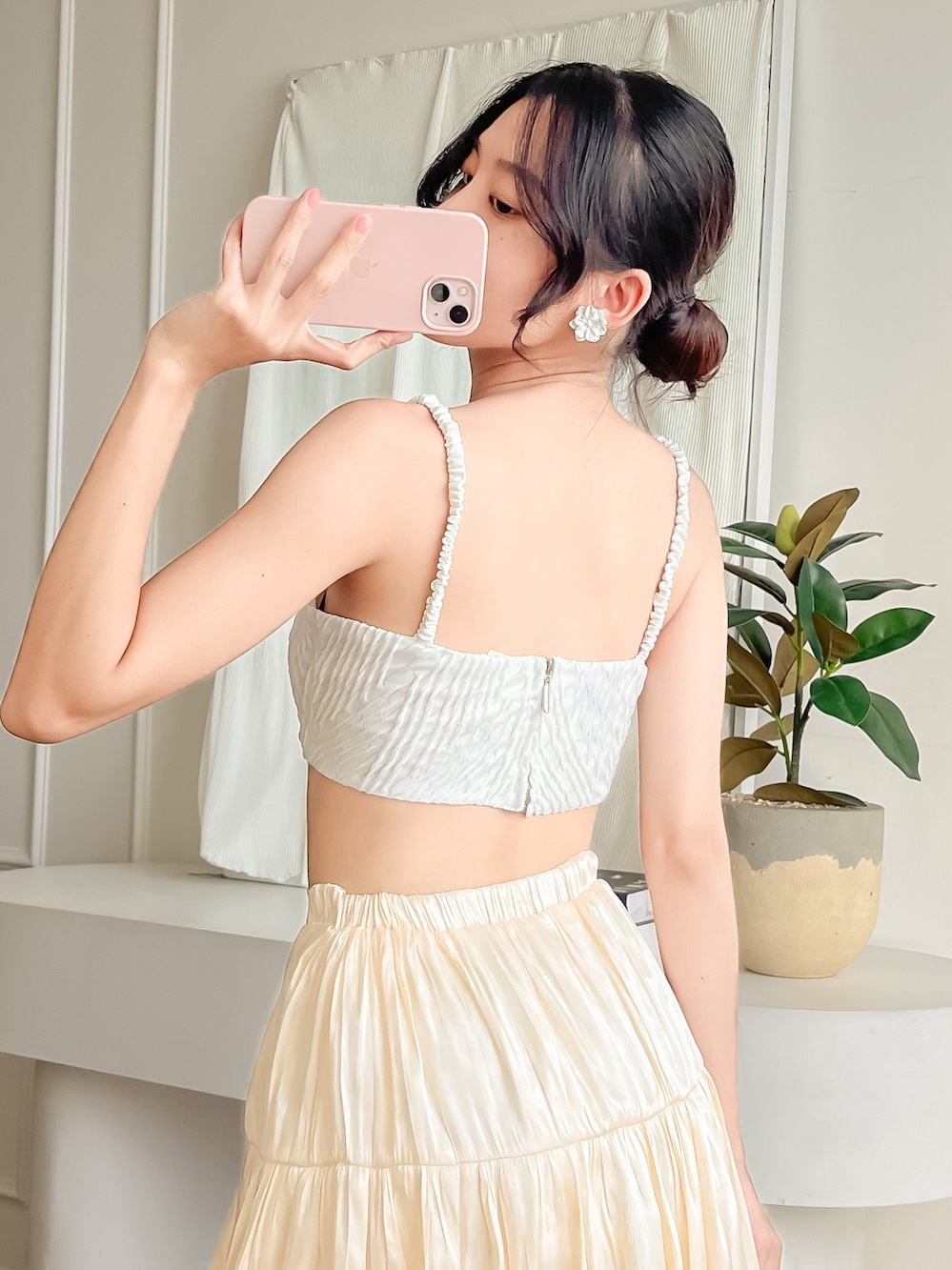 Ảnh Áo Croptop Hai Dây Vải Ánh Kim - EDINI - A1446 2