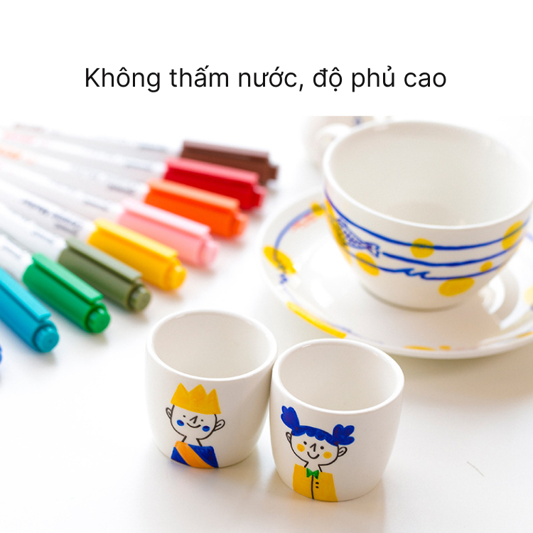 Bút vẽ gốm sứ Ceramic Maker của Thái Lan màu sắc phong phú và rực rỡ, thích hợp vẽ graffiti cốc, bát, lọ, ly thủy tinh..