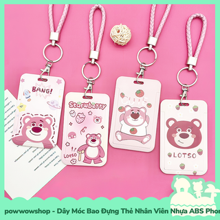 [Sẵn VN - Hỏa Tốc] Dây Móc Bao Đựng Thẻ Nhân Viên Dọc Nhựa ABS Phong Cách Nhân Vật Hoạt Hình Gấu Dâu Lotso Bear Bang!
