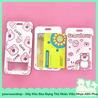 [Sẵn VN - Hỏa Tốc] Dây Móc Bao Đựng Thẻ Nhân Viên Dọc Nhựa ABS Phong Cách Nhân Vật Hoạt Hình Gấu Dâu Lotso Bear Bang!