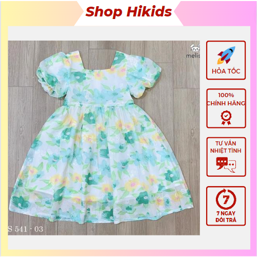 Váy đầm bé gái 1-10 Tuổi , đầm hoa tơ tằm lót cotton mềm Melisa xuất Hàn