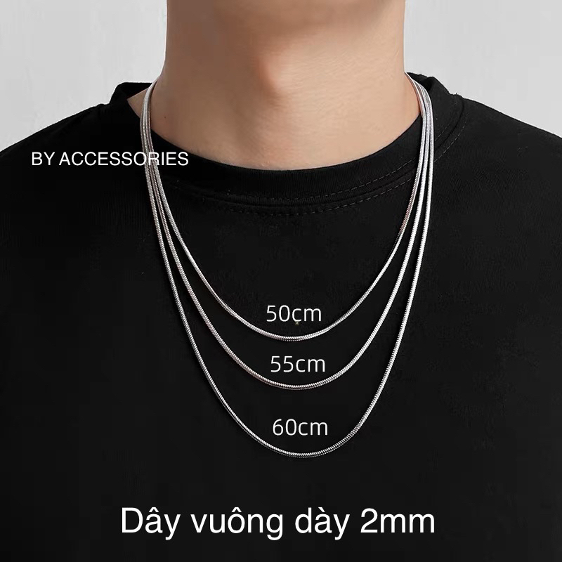 Dây chuyền nam unisex titan trơn chuỗi tròn xương rắn kiểu mì nhiều size không gỉ C02