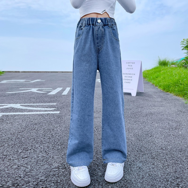 Quần jean bé gái size đại BEESHOP quần bò suông cạp chun cho bé KM0003