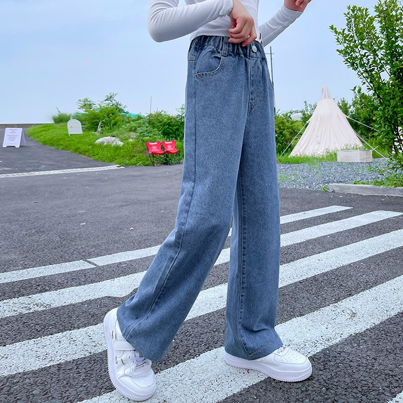 Quần jean bé gái size đại BEESHOP quần bò suông cạp chun cho bé KM0003