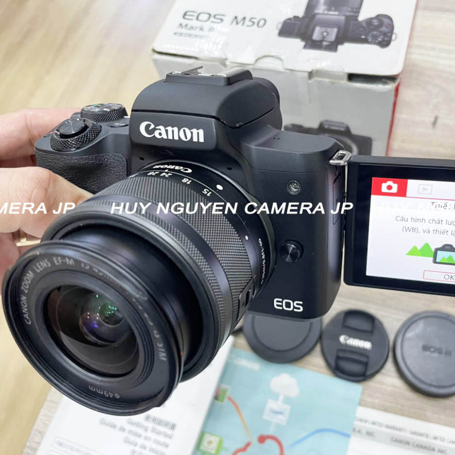 MÁY ẢNH CANON M50 MARK II + LENS 15 45 IS STM ĐẸP 99 FULLBOX ( CÓ