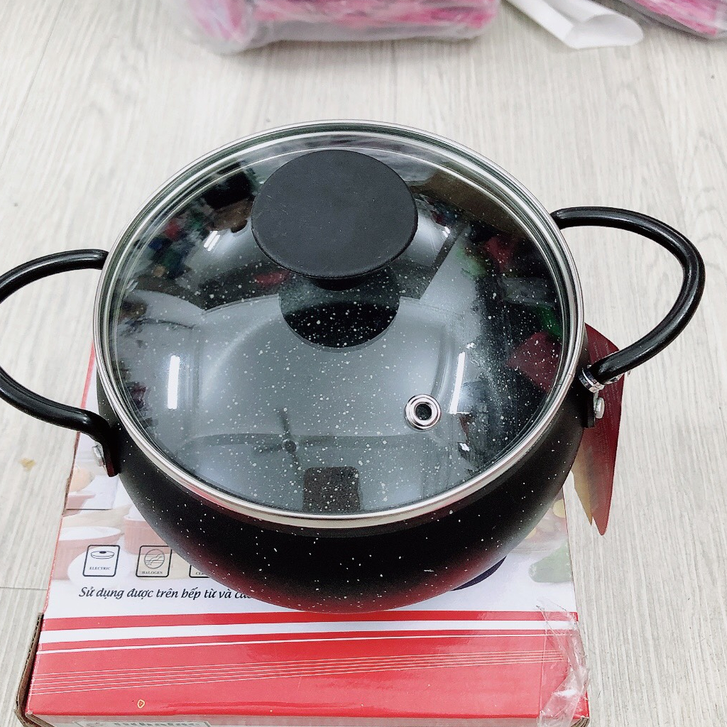 Nồi vân đá chống dính 12cm - 24cm - nồi cơm niêu, kho quẹt , kho tộ