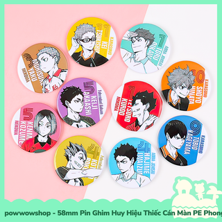 [Sẵn VN - Hỏa Tốc] Huy Hiệu Pin Ghim Dạng Tròn 58mm Cài Áo / Túi / Balo Màn PE Phong Cách Nhân Vật Anime Manga Haikyuu!!