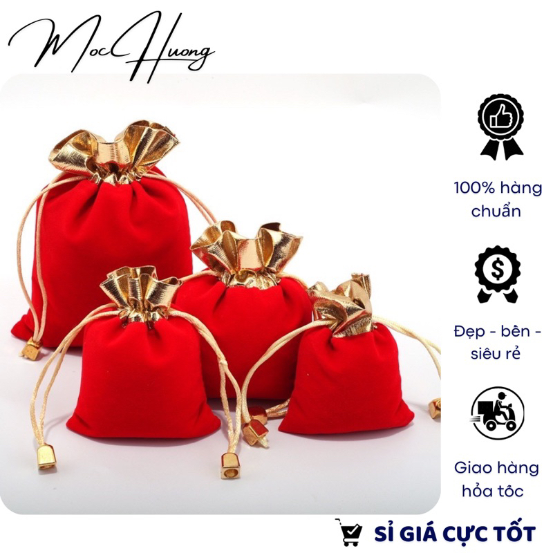 [RẺ VÔ ĐỊCH] Túi nhung đỏ dây rút - MH636 | Shopee Việt Nam