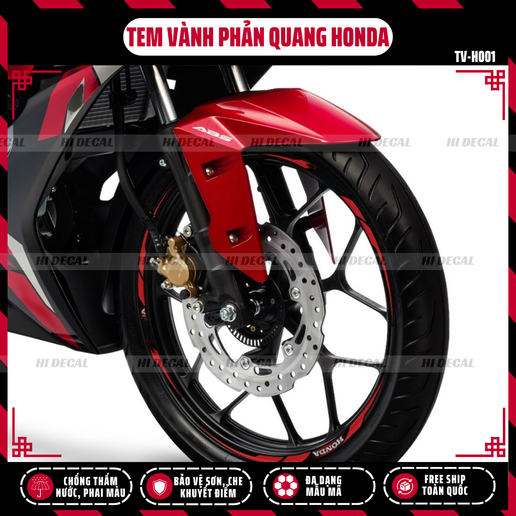 Tem dán vành Phản Quang Honda cho xe Wave Vision SH Vario Future Winner chống nước chống phai màu