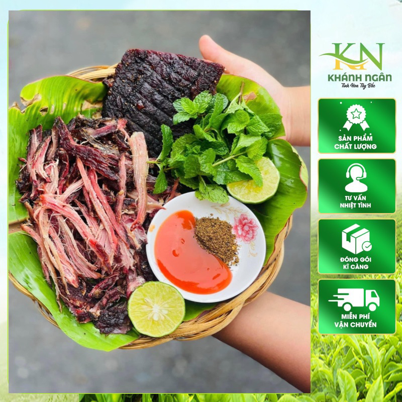Thịt Lợn Gác Bếp Chuẩn Vị Tây Bắc (TẶNG CHẨM CHÉO) Thịt Heo Sấy Gác Bếp thơm bùi Thịt Heo Rừng hun khói dai ngon đậm vị