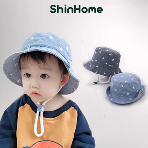 Mũ vành bucket đi biển cho bé 0-4 tuổi tai cụp hình sao (đội 2 kiểu) ShinHome