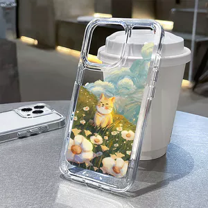 Ốp cho iphone Trong Suốt Chống Sốc Mèo ngắm hoa lưng cứng Cho IPhone 14 12 13 11 Pro Max 6 6S 7 8 Plus X XS XR sd1119
