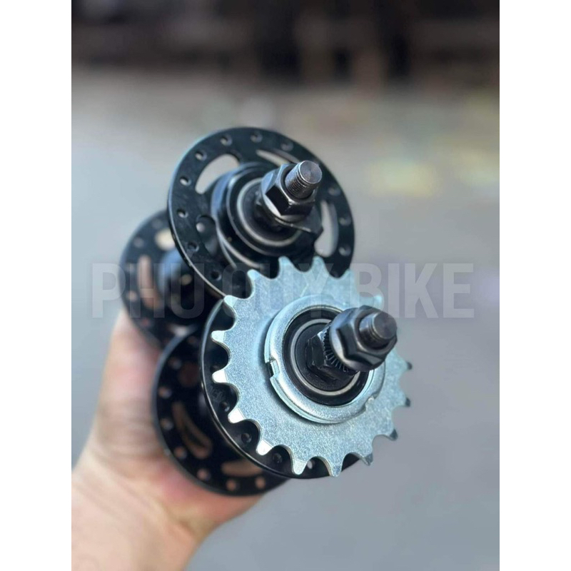 Đùm FixedGear Nhôm 32 Lỗ Căm Trục Bạc Đạn Kèm Nhông 17 Răng