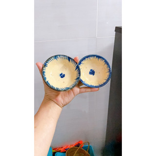 Chén Gốm Phết Xanh Size To 9.5cm -Chén Tép Làm Bánh Bèo - Nướng Trứng - Chén Chấm - Gốm Xưa Nam Bộ - Gốm Lái Thiêu