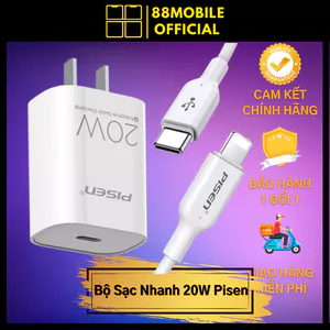 Bộ sạc nhanh 20w, 30w Pisen Chuẩn PD Bảo Hành 1 Đổi 1 Trong 12 Tháng