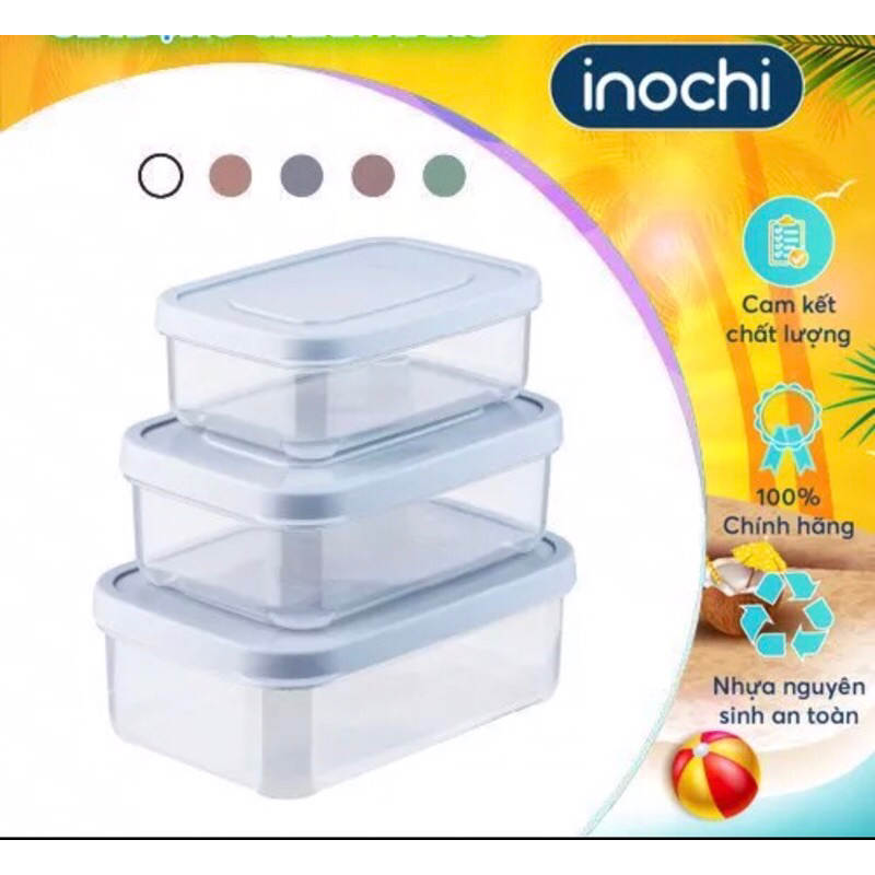 Bộ 3 hộp thực phẩm chữ nhật Inochi Hokkaido (Bộ 500/1000/2000ml ...