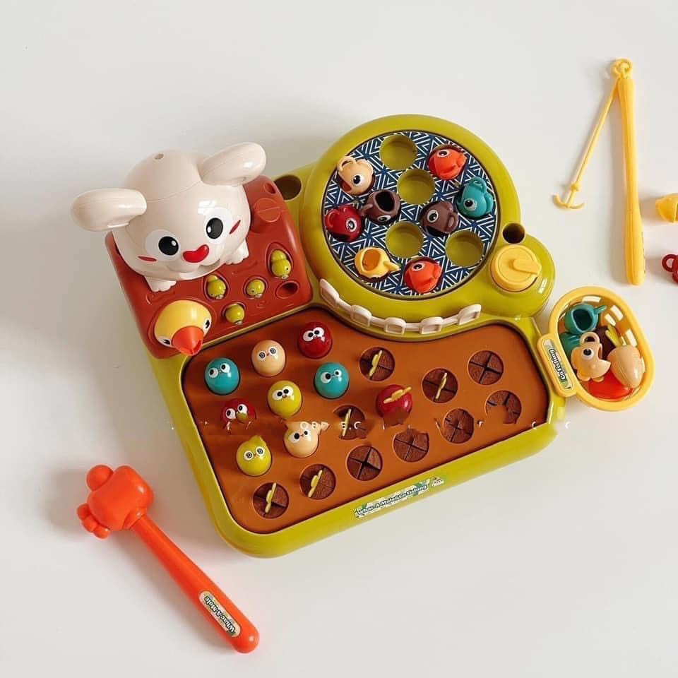 Đồ Chơi Nông Trại Vui Vẻ 4in1 Cho Bé Câu Cá,Đập Chuột,Nhổ Cà Rốt Cho Thỏ Happy Funny Farm Có Nhạc Đèn PUKAPI