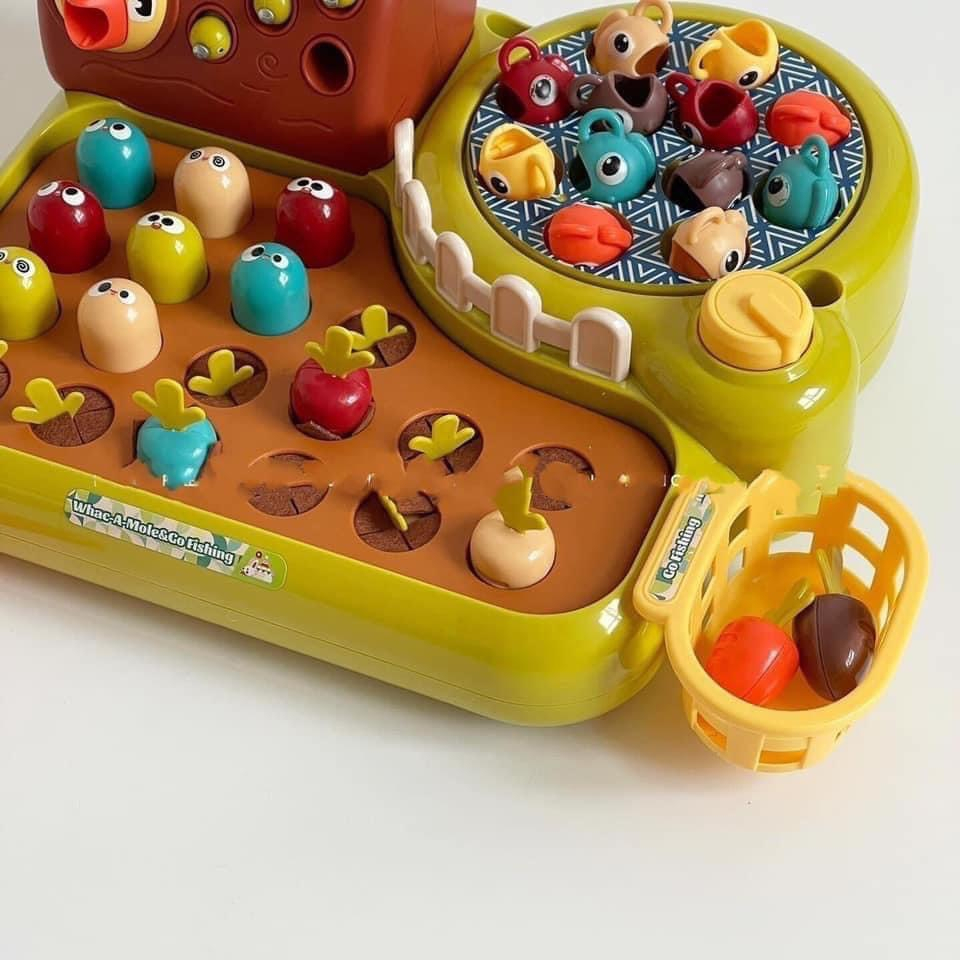 Đồ Chơi Nông Trại Vui Vẻ 4in1 Cho Bé Câu Cá,Đập Chuột,Nhổ Cà Rốt Cho Thỏ Happy Funny Farm Có Nhạc Đèn PUKAPI
