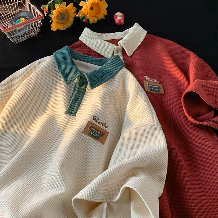 Ảnh Áo Polo Nam Nữ Thêu PASRTRO NAD Unisex - Áo Cổ Bẻ Tay Lỡ Chất Liệu Tổ Ong Dệt Trẻ Trung, Cá Tính, Phong Cách Ulzzang 1