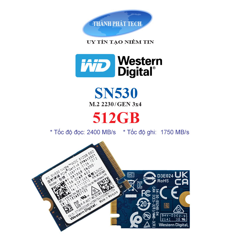 Ổ cứng SSD Western Digital SN530/SN740 M2 Pcle 256GB /512GB Nvme 2230/