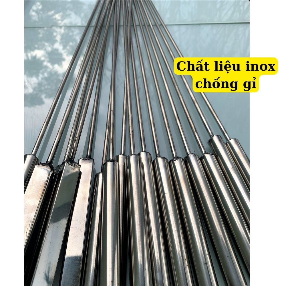 Sét 5 cây xiên nướng thịt inox chống gỉ có tay nắm, combo xiên nướng ...