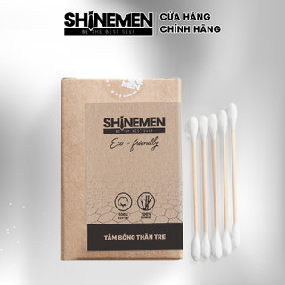 Tăm bông SHINEMEN, thân gỗ hộp giấy 100 que thân thiện với môi trường