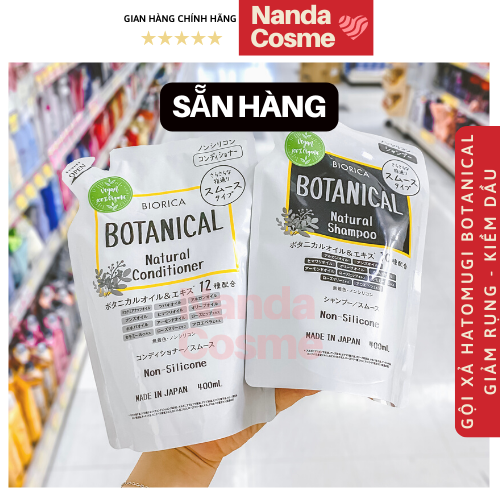 [Bill Nhật] Mẫu mới Cặp gội xả HATOMUGI BOTANICAL Nhật Bản giảm rụng