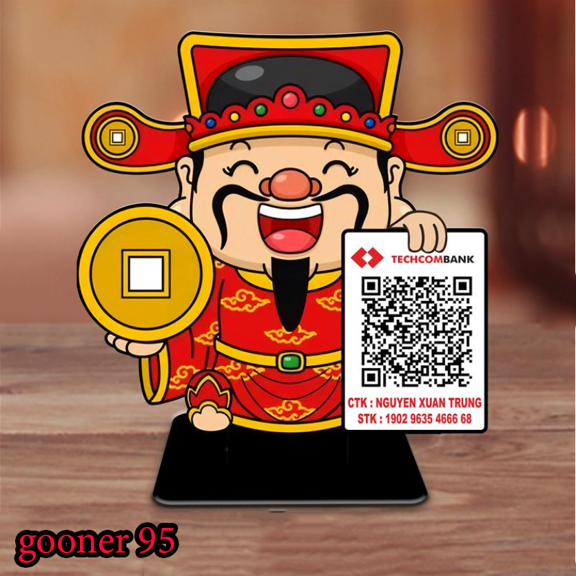 Bảng QR code để bàn hình mèo thần tài chất liệu mica in theo yêu cầu ...