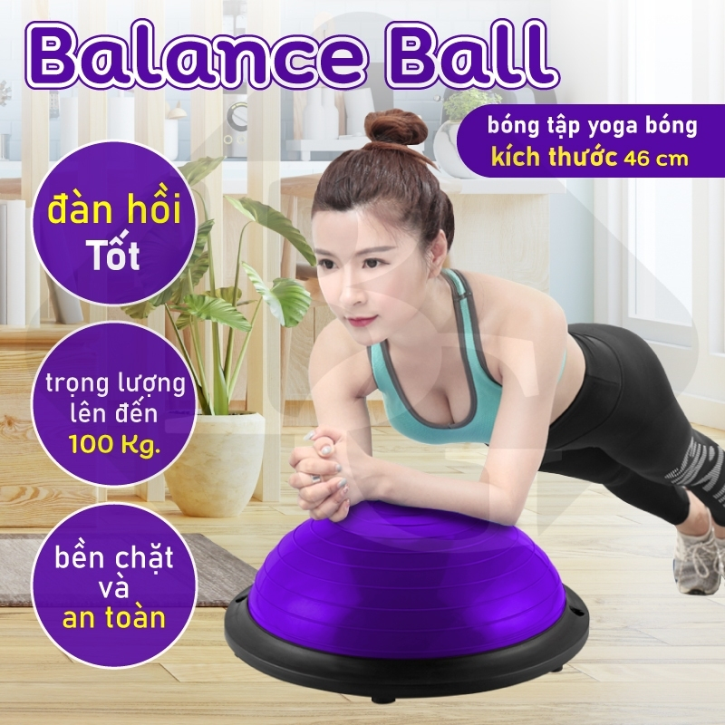 Ảnh {PINK 46x20} BG bóng YOGA bóng tập thể lực thăng bằng BALL BALANCE Bosu_ĐƯỜNG KÍNH :46CM. 4
