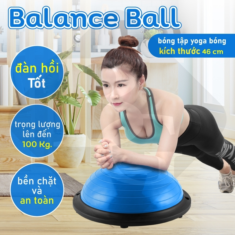 Ảnh {PINK 46x20} BG bóng YOGA bóng tập thể lực thăng bằng BALL BALANCE Bosu_ĐƯỜNG KÍNH :46CM. 3