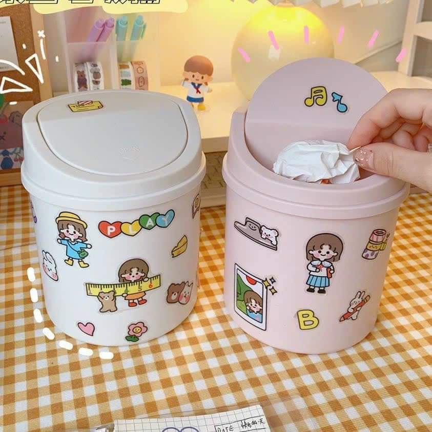 Thùng Đựng Rác Để Bàn Nắp Lật Mini Xinh Xắn - Sọt Rác Xinh Cá Tính Văn ...