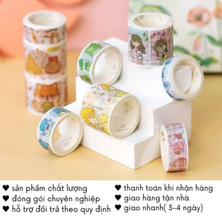 Sticker Phong Cảnh Trang Trí Toploader Vintage Cute Washi Tape Caro Timo WS11