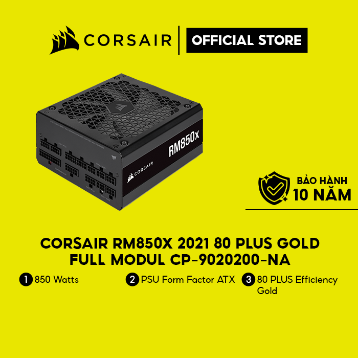[Mã ELCL7 giảm 7% đơn 300K] Nguồn máy tính Corsair RM850x 2021 80 Plus Gold - Full Modul CP-9020200-NA