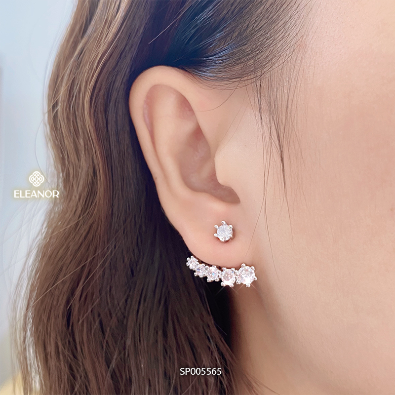 Bông tai chuôi bạc 925 Eleanor Accessories đính đá khuyên tai nữ phụ kiện trang sức 5565