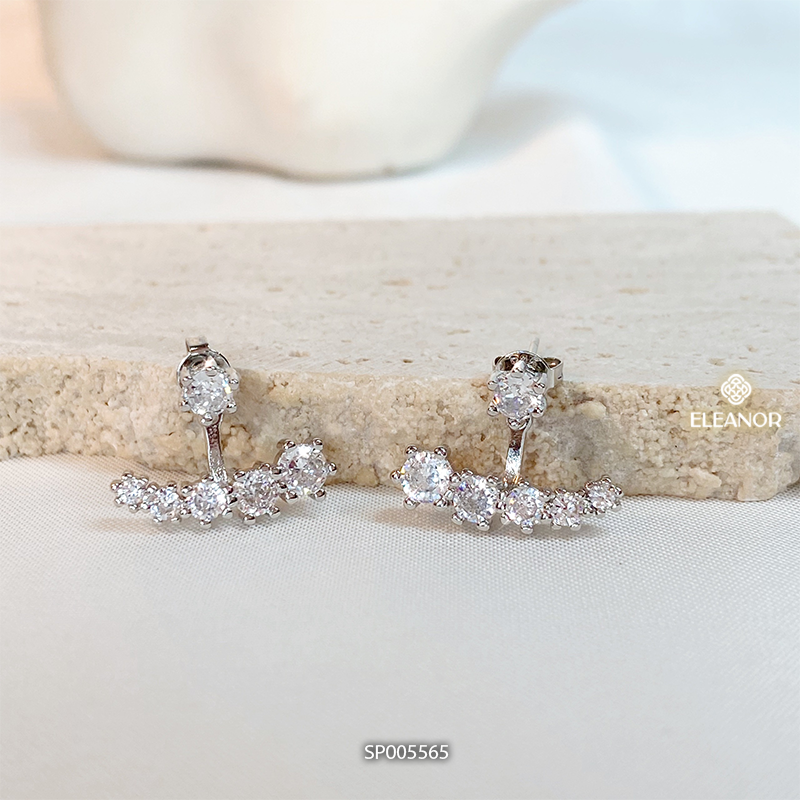 Bông tai chuôi bạc 925 Eleanor Accessories đính đá khuyên tai nữ phụ kiện trang sức 5565